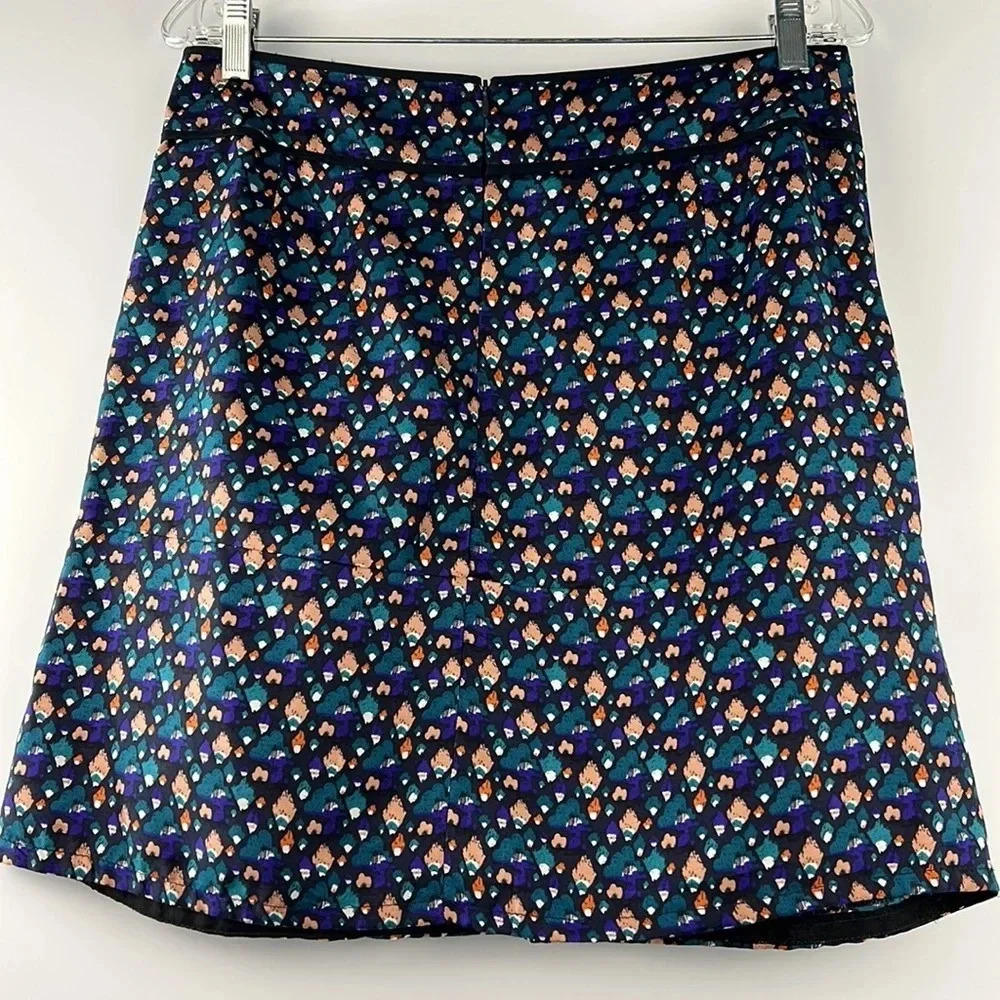 See By Chloe Silk Patterned A-Line Skirt Front Pleats/Pocket Size 8 Back Zipper - Picture 2 of 14